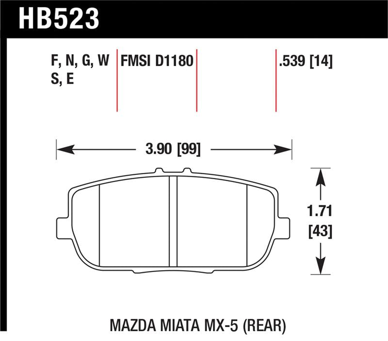 Hawk 06-16 Mazda MX-5 Miata HT-10 Race Rear Brake Pads