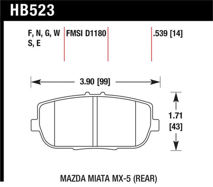 Hawk 06-16 Mazda MX-5 Miata HT-10 Race Rear Brake Pads