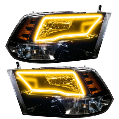 Oracle 09-17 RAM 1500 TRX/SLT Quad Pre-Assembled Headlights - Blk Housing - ColorSHIFT