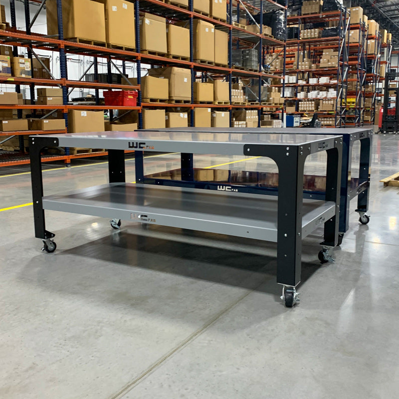 Wehrli Modular Steel Work Bench Leg Kit 40in Tall x .120in Thick - Flat Black
