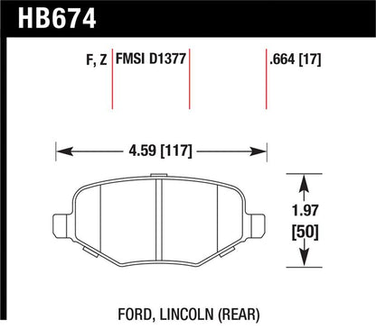 Hawk Ford Edge/Explorer/Flex/Taurus/ Lincoln MKS/MKT/MKX HPS Rear Brake Pads