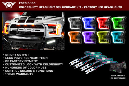 Oracle 15-17 Ford F-150 Headlight DRL Upgrade Kit - ColorSHIFT w/ 2.0 Controller