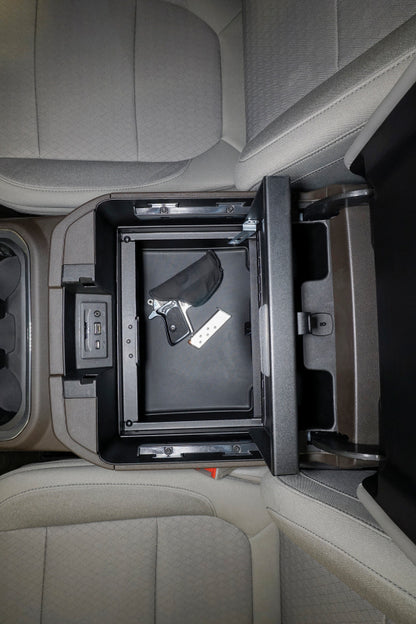 Tuffy Console Safe W/ Keyed Lock For Chevrolet Silverado And Gmc Sierra W/ Flow Thru Console