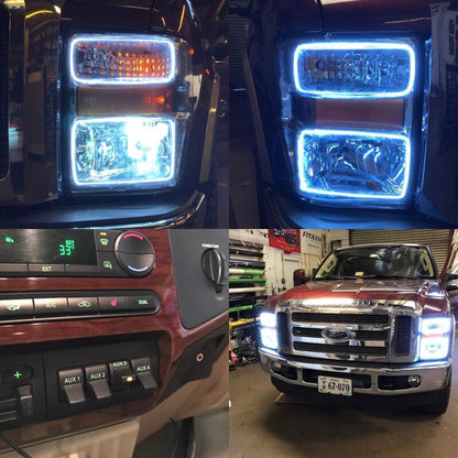 Oracle 08-10 Ford F250/350 Pre-Assembled Halo Headlights- Chrome Housing - w/o Controller