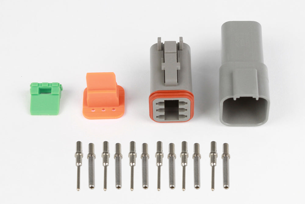 Plug and Pins Only - Matching Set of Deutsch DT-6 Connectors  (DT06-6S + DT04-6P) - ( 13 Amp)