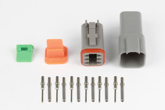 Plug and Pins Only - Matching Set of Deutsch DT-6 Connectors  (DT06-6S + DT04-6P) - ( 13 Amp)
