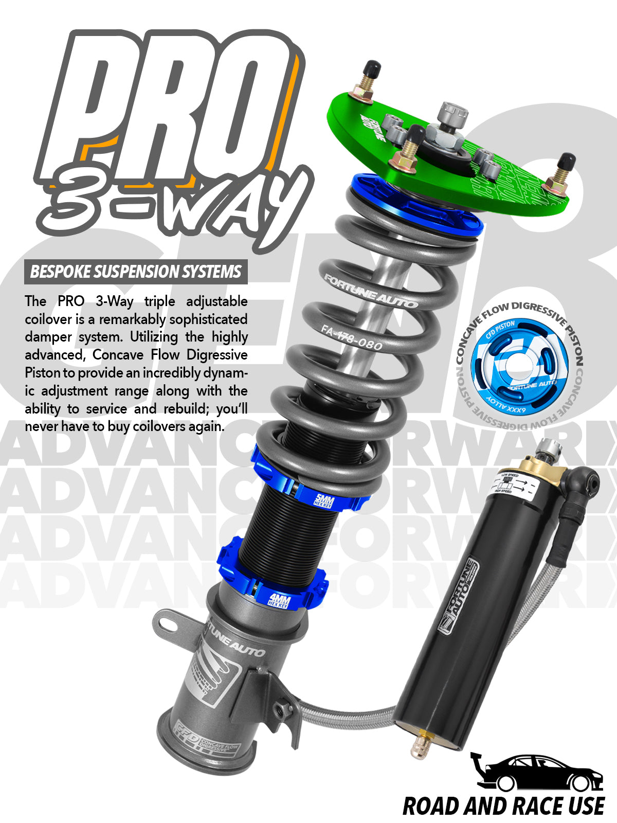 Fortune Auto Dreadnought Pro 3 Way for BRZ (ZD8) (Includes Front Endlinks) (2022+) - FADREAD3-ZD8