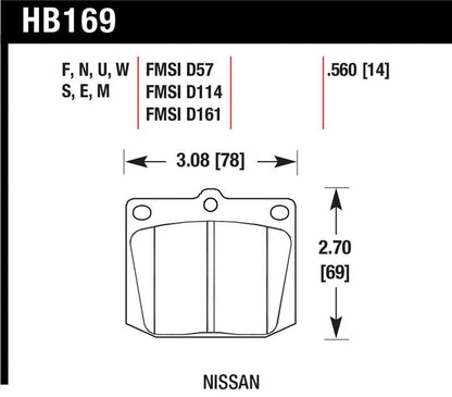Hawk Nissan 810/240Z/260Z/280Z/620 / Toyota Corona/Cressida/Crown/PU HT-10 Front Race Brake Pads