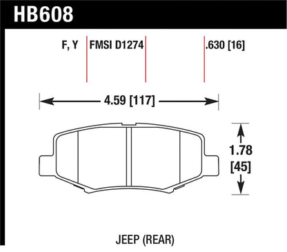 Hawk 2007-2011 Dodge Nitro R/T HPS 5.0 Rear Brake Pads