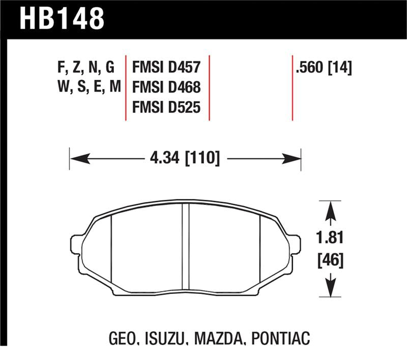 Hawk 89-93 Mazda Miata/MX-5 1.6L Black Race Front Brake Pads