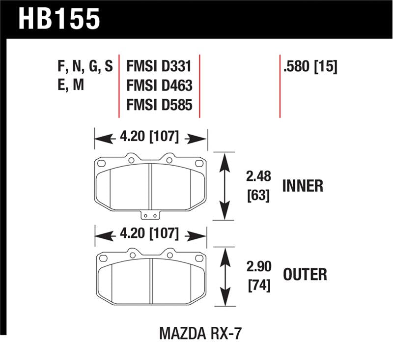 Hawk 86-95 Mazda RX-7 (Exc 1992) Black Race Front Brake Pads