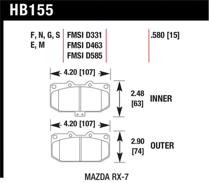 Hawk 86-95 Mazda RX-7 (Exc 1992) Black Race Front Brake Pads