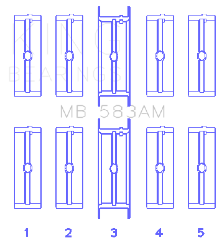 King Engine Bearings Ford 239/256/272/292 (Size .050) Crankshaft Main Bearing Set