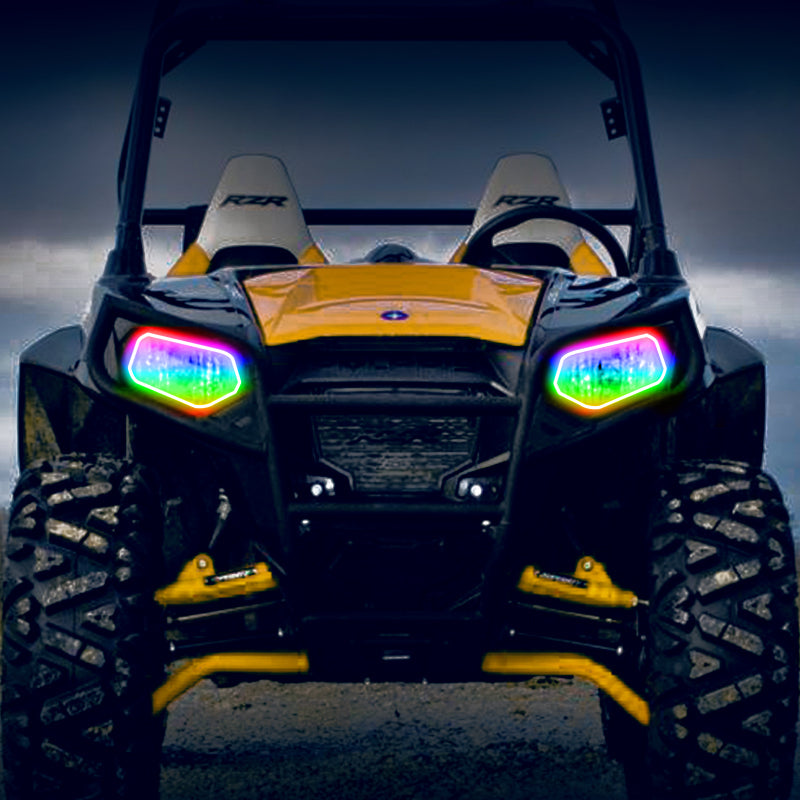 Oracle 08-19 Polaris RZR 570/800/900 Dynamic RGB+W Headlight Halo Kit - - Dynamic