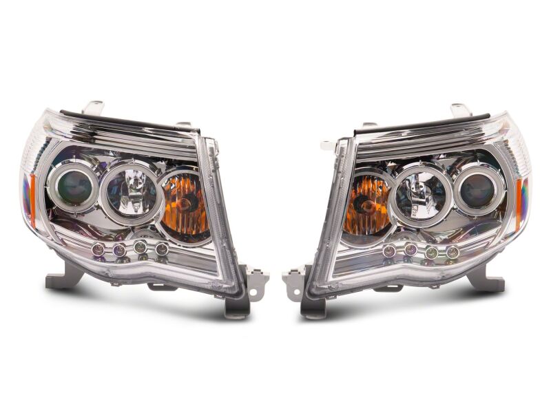 Raxiom 05-09 Toyota Tacoma Super White LED Halo Projector Headlights- Chrome Housing- Clear Lens