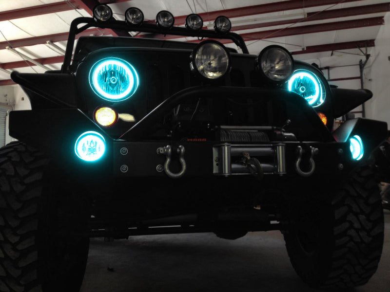 Oracle Jeep Wrangler JK 07-17 LED Waterproof Halo Kit - ColorSHIFT w/ 2.0 Controller