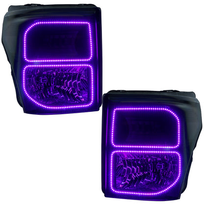 Oracle Ford F250/350 11-16 Halo Kit (Square Ring Design) - ColorSHIFT w/ 2.0 Controller