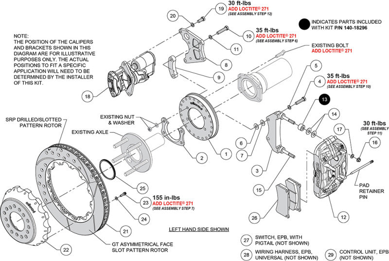 Wilwood New Big Ford XRS4R Rear EPB Big Brake Kit - 12.88in Slotted Rotor - 2.50in Offset - Black