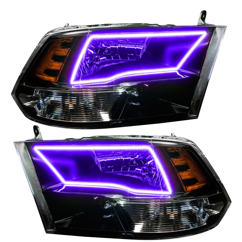 Oracle 09-17 RAM 1500 Quad Pre-Assembled Headlights Blk Housing - w/ Simple Controller
