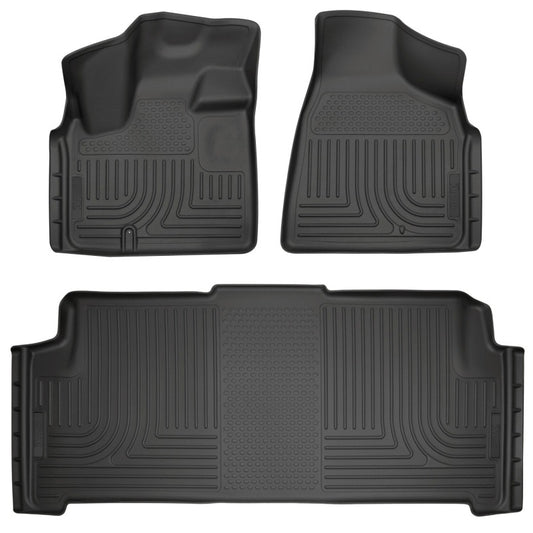 Husky Liners 08-20 Dodge Grand Caravan Weatherbeater Front & 2nd Seat Floor Liners - Black