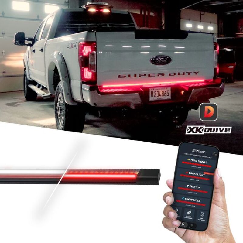 XKGlow App Controlled  60in Truck Tailgate LED Light Bar w/ Seq T signals