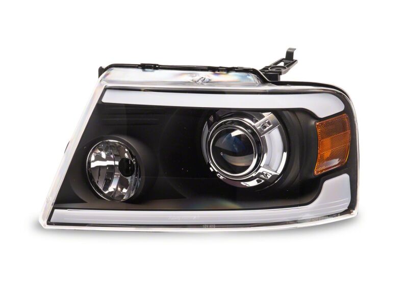 Raxiom 04-08 Ford F-150 Axial Series Projector Headlights with LED Bar- Black Housing- Clear Lens
