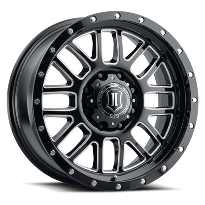 ICON Alpha 20x9 / 6x5.5 / 16mm / 5.625in BS Gloss Black Wheel w/ Milled Windows