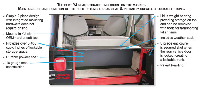 Tuffy Yj Tailgate Security Enclosure- 01Blk 8795 Yj Wg