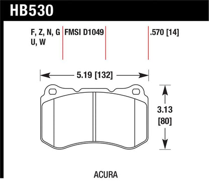 Hawk 07-08 Acura TL Type S DTC-70 Race Front Brake Pads