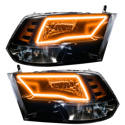 Oracle 09-17 RAM 1500 Quad Pre-Assembled Headlights - Black Housing - w/o Controller