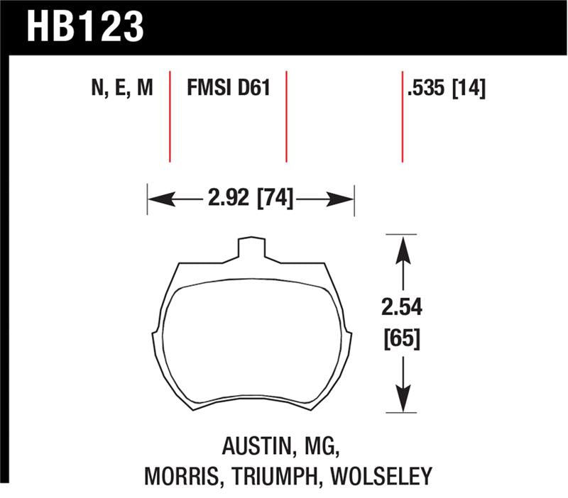 Hawk 66-79 MG Midget / 75-80 Triumph TR7 Black Front Race Brake Pads