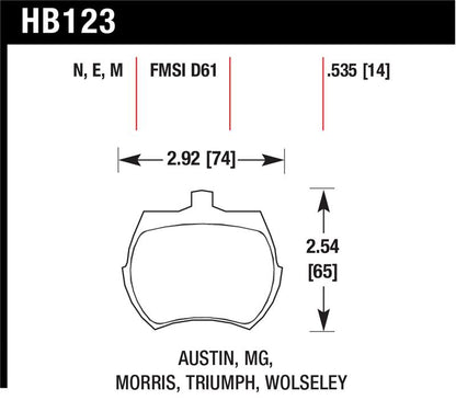 Hawk 66-79 MG Midget / 75-80 Triumph TR7 Black Front Race Brake Pads
