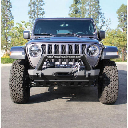 Westin 18-19 Jeep Wrangler JL WJ2 Stubby Front Bumper - Textured Black